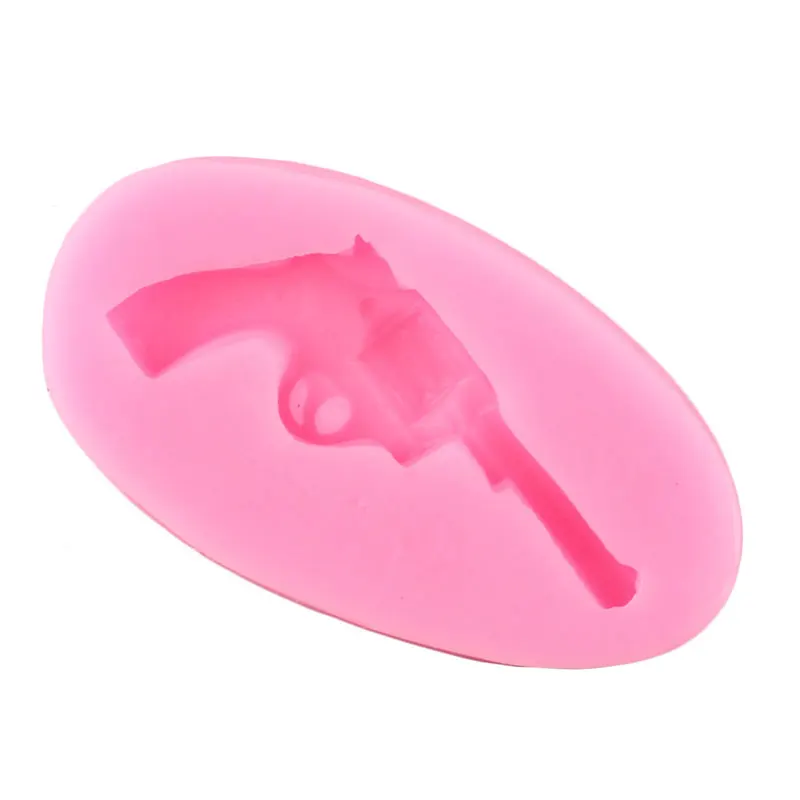 Revolver Handgun Silicone Mold Pistol Baby Birthday Cupcake Topper Fondant Cake Decorating Tools Candy Chocolate Gumpaste Molds