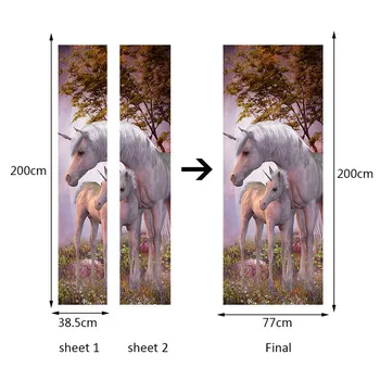 

DIY Mural Bedroom Home Decor White Unicorn Horse Poster PVC Waterproof Door Sticker Creative Stickers Door Wall Sticker