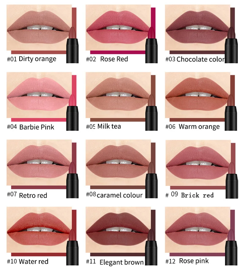 19 Colors Sexy Matte Lip Stick Lipliner Lip Liner Pencil Lasting Nude Rotatable Lipsliner Pen Set Beauty Makeup Tool Cosmetic