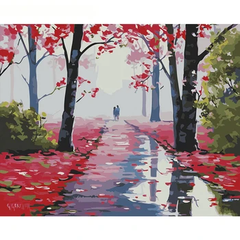 

RUOPOTY Frame DIY Painting By Numbers Forest Landscape Paint By Numbers Kit Diy Gift Modern Wall Art Picture For Home Decors Art