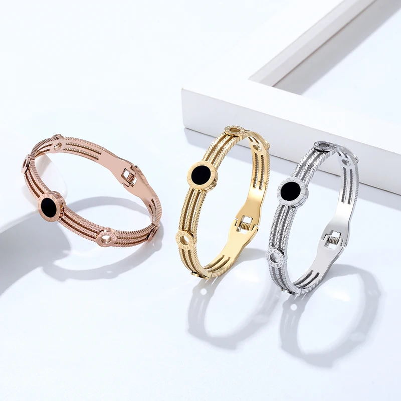 Small Gears 5 Roman Numeral Bracelets & Bangle For women stainless steel Fashion Brand Bangle Jewelry Friends Gift bangle bracelet stainless steel bracelet