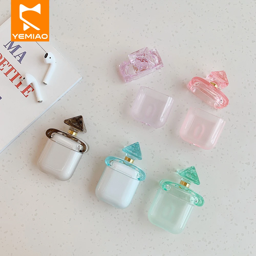 

Cute Perfume Bottle Case For Airpods Clear Transparent PC Ultra Thin Headphone Charging Box Case Protective Cover For Airpod