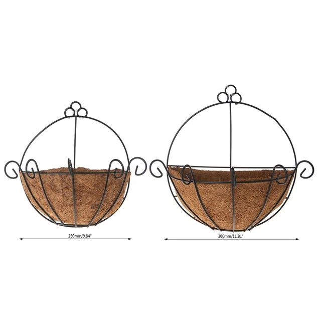 Virágcserépes Vas Kókuszdió Barkácskert Lógó Ültetők Fali Kosarak Félig Kerek Növény Tartó Tok Otthoni Dekoráció - Image 6