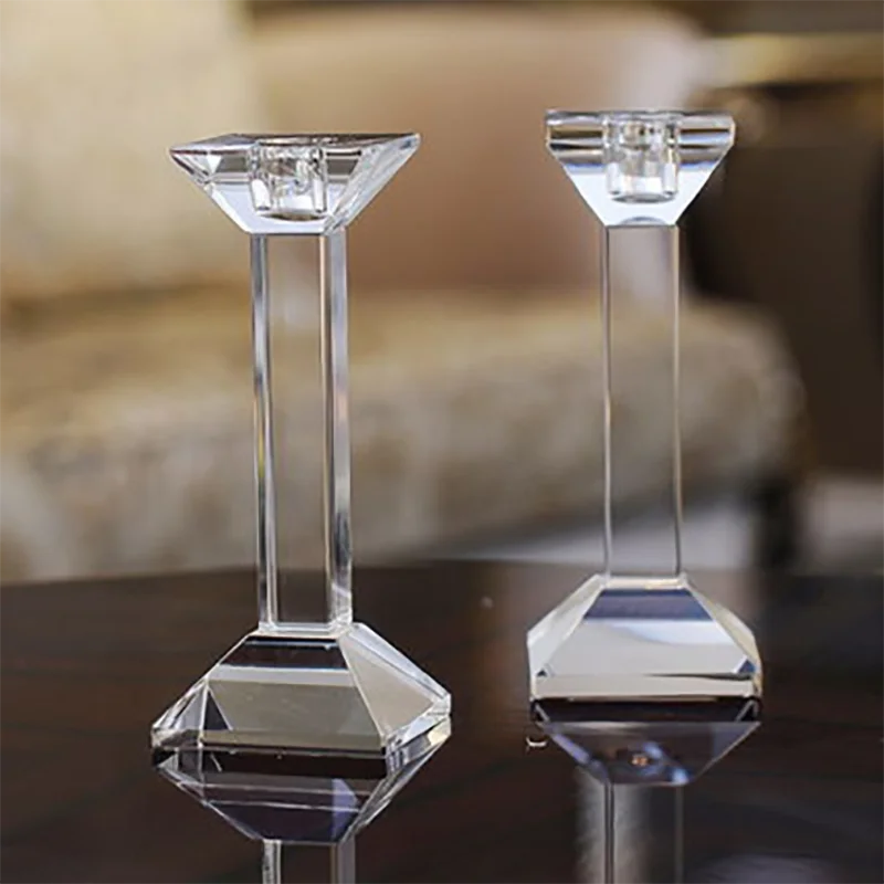 Simple Modern Transparent Crystal Candle Holder Taper Candlestick Stand Home Table Ornaments Holiday Wedding Living Room Decor - Image 3