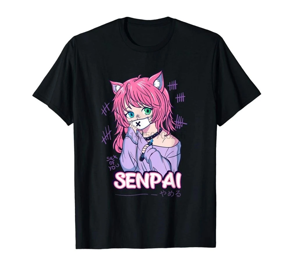 Kawaii Anime Neko Girls Shirt - Pastel Goth Menhera Sick 2020 New Hot Sale Short Sleeves Tops Man T Design Template | Мужская одежда
