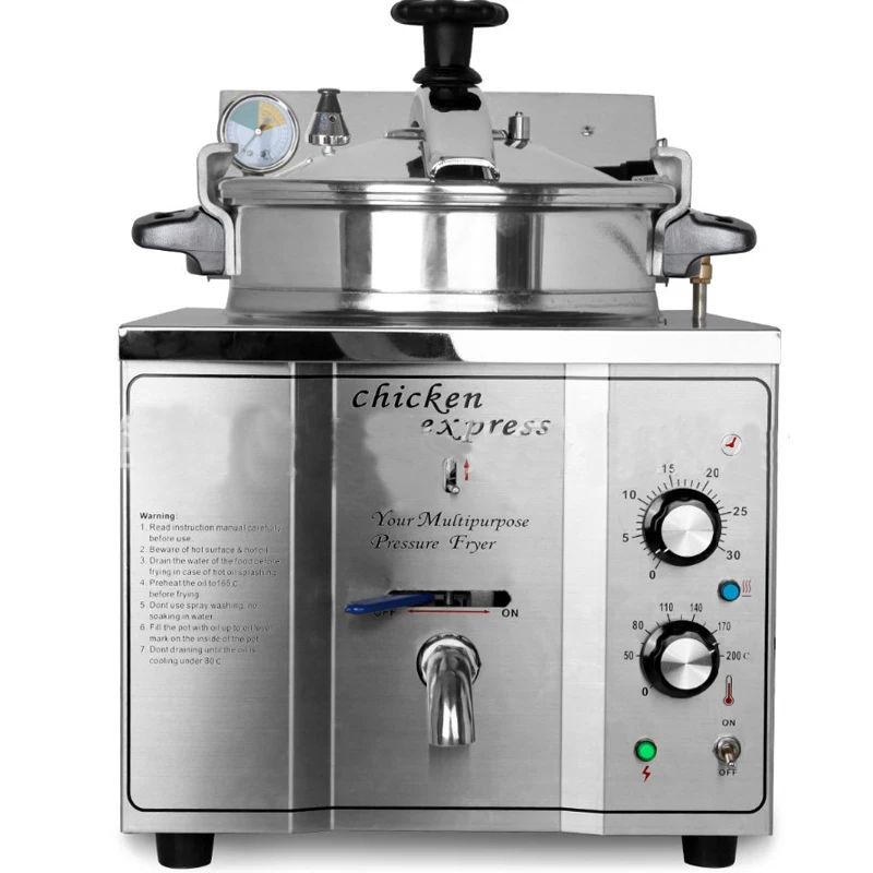 Chicken Pressure Fryer, 16L Chicken Fish Pressure Fryer Machine, 3000W  Tabletop Restaurant Kitchen Frying Machine with Automatic Power-off  Functions