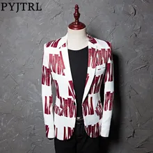 PYJTRL Tide Men Plus Size 5XL Fashion Print Casual Slim Fit Formal Suit Jacket Blazer Designs Stage Costumes For Singers