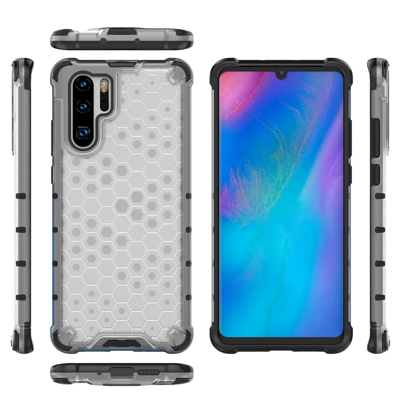 

Beehive Pattern Case For Huawei P30 Lite Pro Honeycomb Transparent Airbag Shockproof Cover Nova 5i Mate 20 30 Lite Pro hard Case
