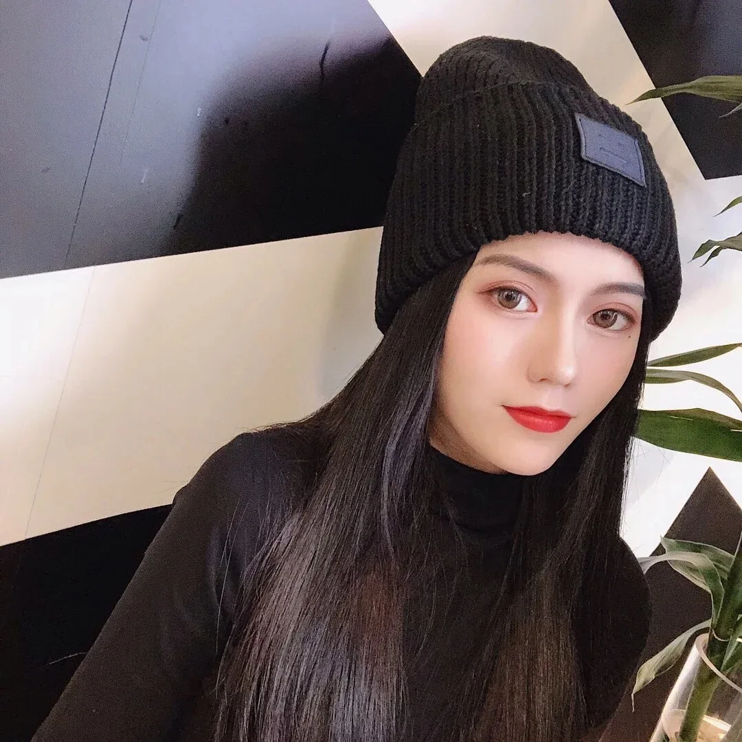 AC Studios Smiling face Beanie Skull Caps knitted Cashmere Eye Warm Couple Lovers Acne Hats Tide Street Hip-hop Wool Cap Adult