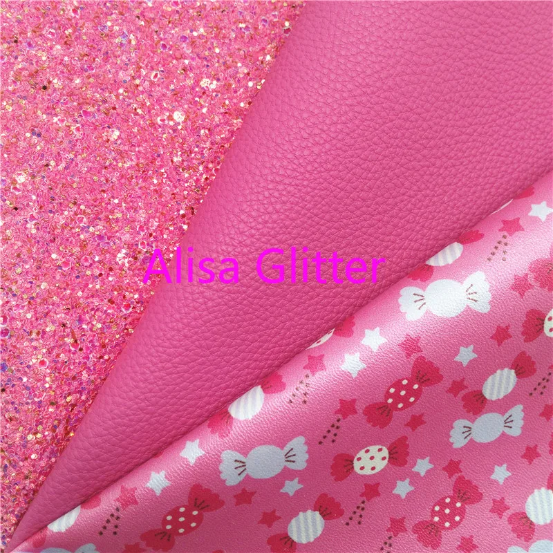 

1PCS A4 SIZE 21X29cm Alisa Glitter Rose Glitter Fabric, Candy Faux Leather Fabric,Synthetic Leather PU for Bow DIY G35B