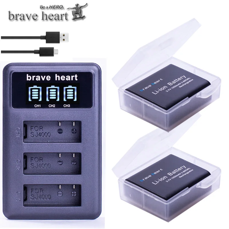 3X3,7 v 1050mAh батарея SJ4000 Батарея SJ5000 SJ6000, Wi-Fi+ ЖК-дисплей Зарядное устройство для спортивной экшн-камеры SJCAM sj 4000 5000 6000 7000 8000 sj9000 M10