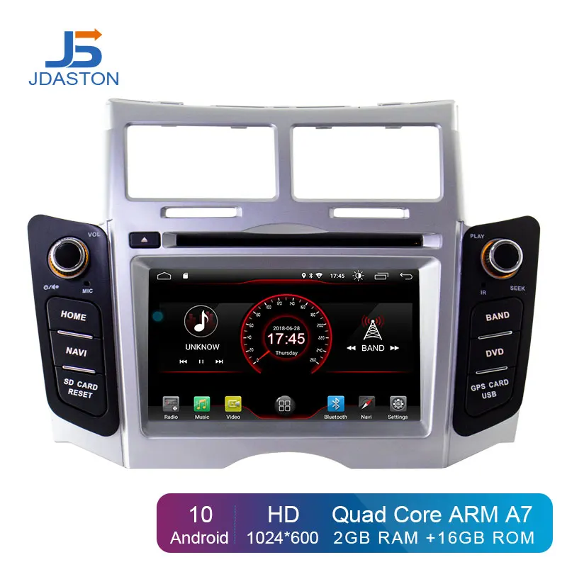 Автомобильный DVD плеер JDASTON Android 10 для Toyota Yaris 2005 2011 GPS навигация 2 Din автомагнитола