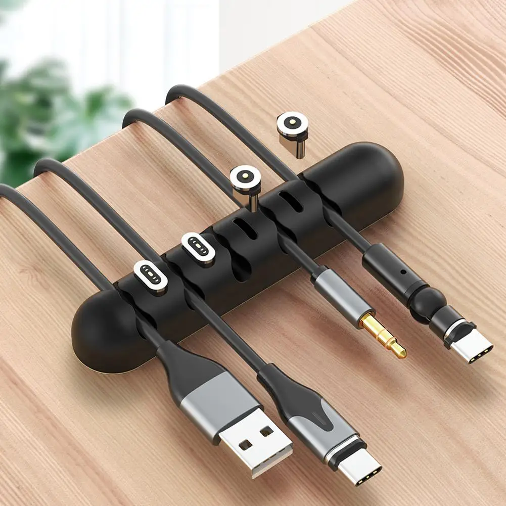 Gestión de cables magnéticos de silicona suave, almacenaje para cables USB, organizador de cables
