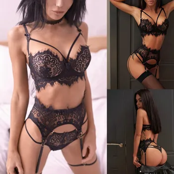 

Sexy nightwear New Sexy Fashion Lace Lingerie Underwear Sleepwear Nightdress Pajamas Garter Female Intimates Underwear set