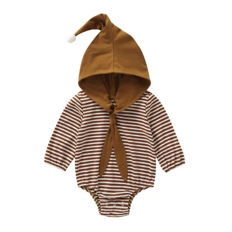Детская одежда Одежда для маленьких мальчиков полосатая толстовка с капюшоном топы Комбинезон спортивный костюм одежда
