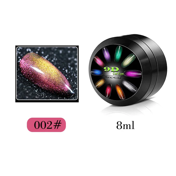 9D cat eye 02-G Франческа 8 мл 9D Galaxy кошачий глаз гель для ногтей Хамелеон для использования с магнитом Замачивание Светодиодный УФ лак Полупостоянный Маникюр гель лак - Цвет: 9D cat eye 02-G