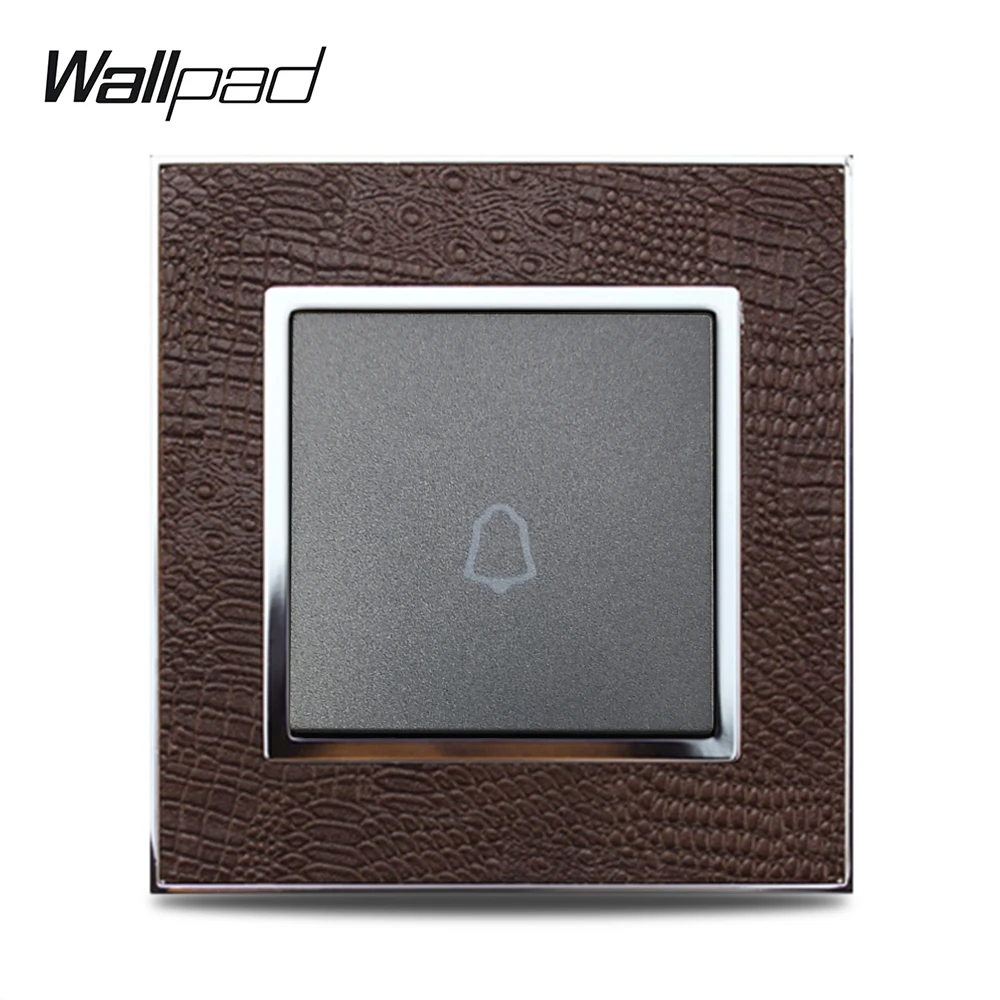 Горячая Распродажа дверной звонок Wallpad роскошная кожаная панель Серебряная Золотая рамка переключатель света Настенные переключатели 16A AC 110~ 250V