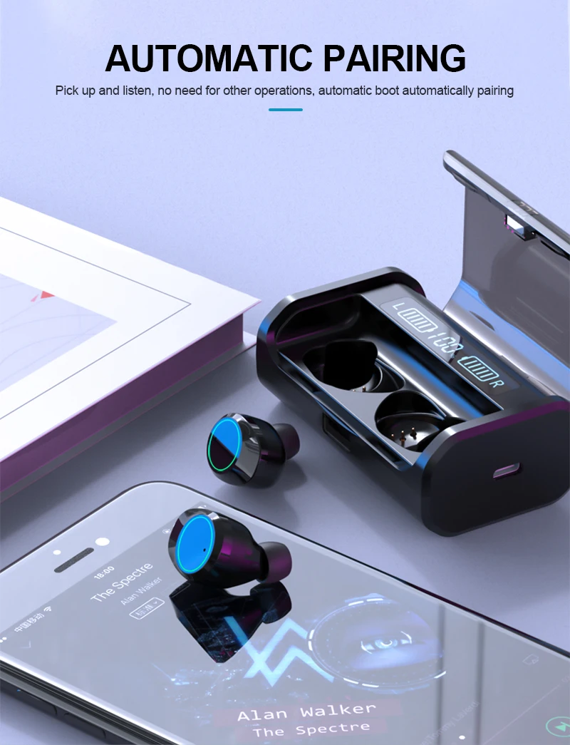 Mr NEW Bass Bluetooth 5,0 гарнитура TWS 9D стерео Bluetooth наушники спортивные Denoise наушники с 4000 мАч зарядная коробка для iPhone