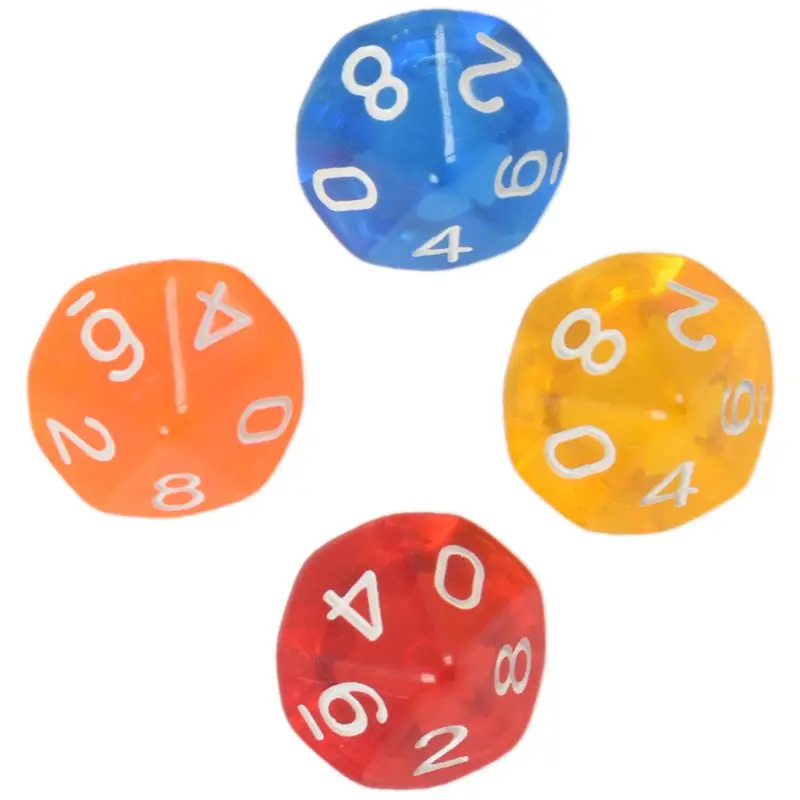 

10-Dices D10 Ten Sided Gem Dice Die for RPG Dungeons&Dragons Board Table Games Transparent Blue