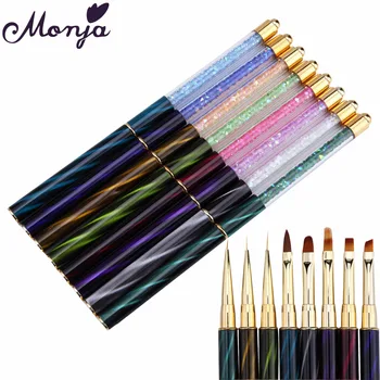 

Monja 8 Pcs/Set Nail Art Brush Stripe Lines Liner Painting Liquid Powder Acrylic UV GEL Extension Builder Gradient Drawing Pen