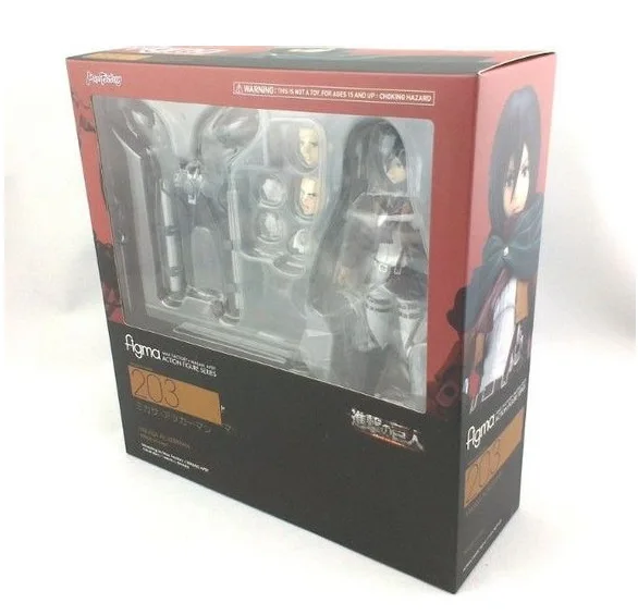 Атака на фигурка Титан игрушка Figma 203 Mikasa Figma 207 Eren Yeager 213 Levi Ackerman с оружием аниме модель куклы для детей - Цвет: 203 Mikasa with BOX