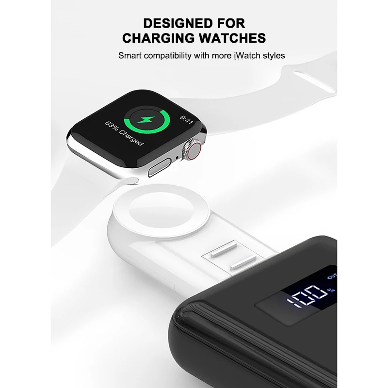 Портативный USB зарядное устройство для умных часов для наручных часов IWatch 1/2/3/4 Портативный зарядное устройство смарт-часов основание для наручных часов IWatch, для наручных часов Apple Watch, покрытие из АБС-пластика