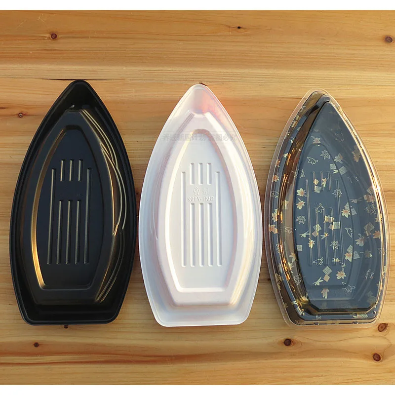 10 комплектов, японская лодка, стиль, прозрачная пластиковая коробка для суши, коробка для еды, столовая посуда, коробки, контейнер, коробка для упаковки суши