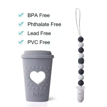 

Baby Teething Toys Coffee Cup Silicone Teether with Pacifier Clip Holder Kit Soft Infant Supplies for Baby Christmas Gifts