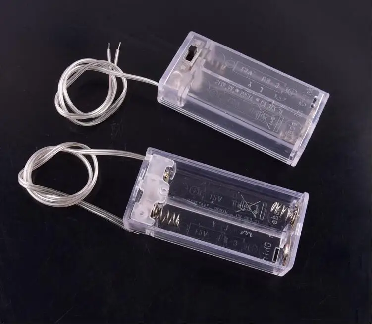 

MasterFire 400pcs/lot 2 AA 3V Batteries Storage Holder Box Case With Switch 2 Slots 2A Battery Holder Box Case With Switch Lead