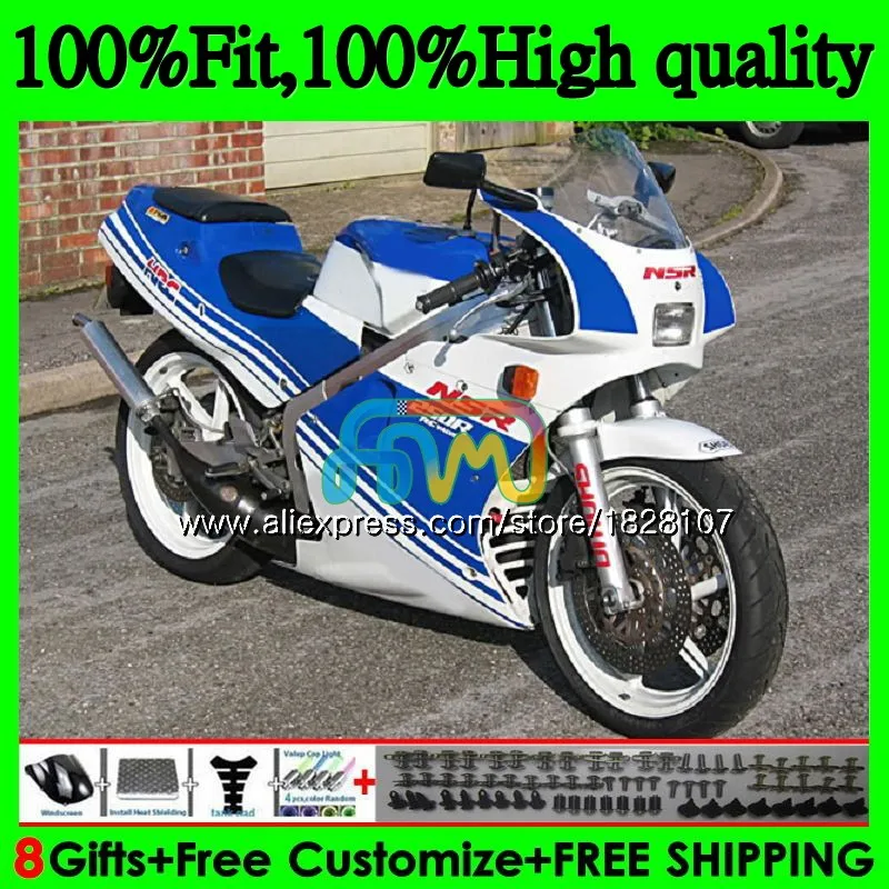 Injection For HONDA NSR 250 MC21 PGM3 NSR250R 90 91 92 93 85BS.80 NSR250 R RR NSR 250R 1990 1991 1992 1993 Blue white Fairing - Color: No. 1