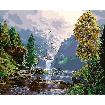 

YANXIN DIY Frame River DIY Painting By Numbers Wall Art Picture By Numbers Oil Painting For Wedding Decoration 3059