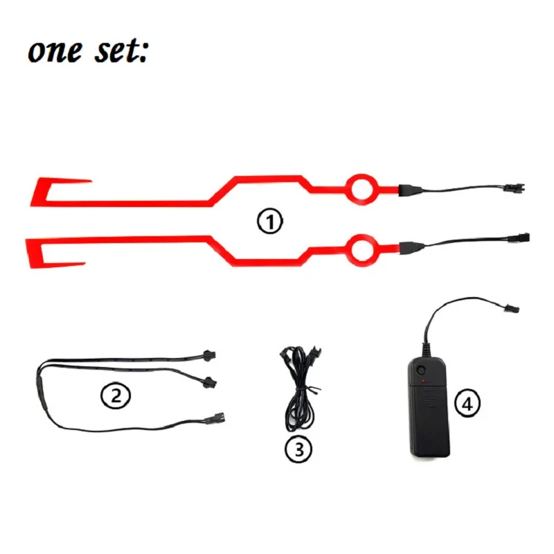 2 Pcs Motorcycle LED Night Riding Lights Bike Helmet EL Cold Light Flashing Stripe Luminous Signal Sticker Universal Waterproof
