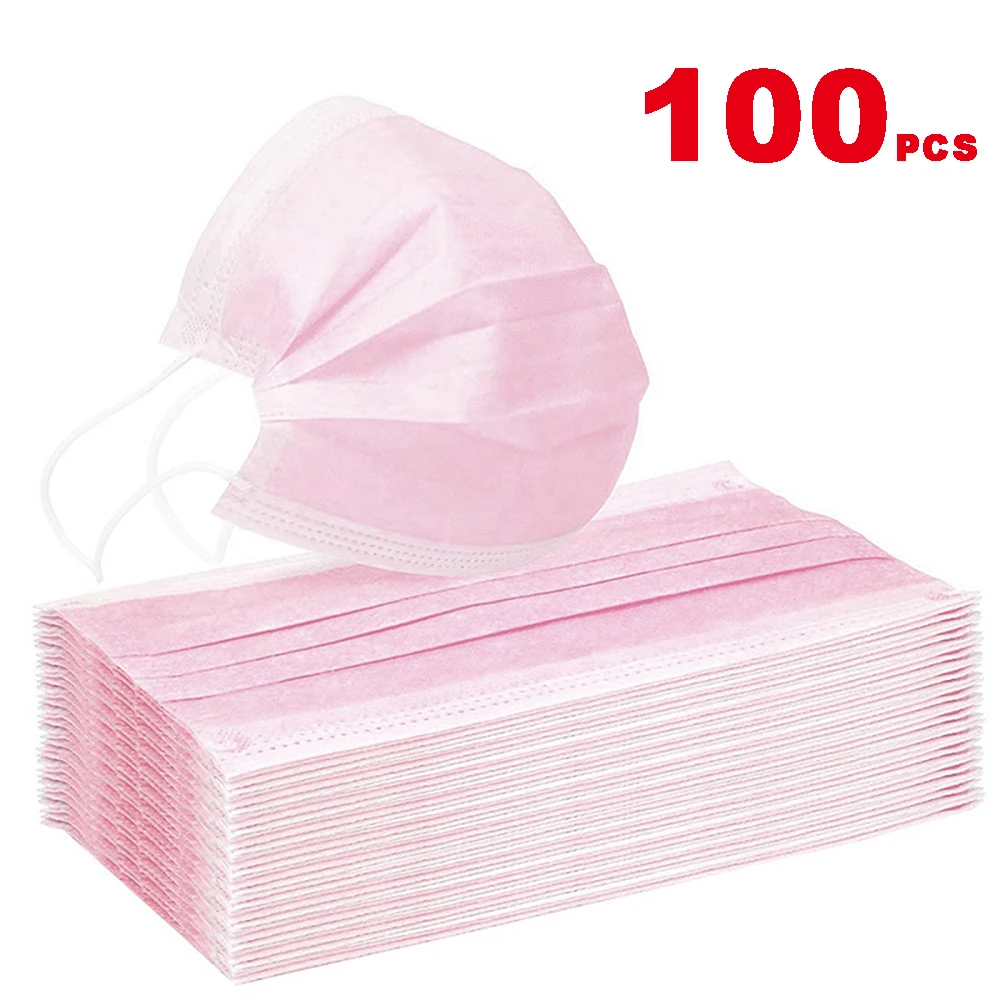 

10/20/50/100pcs Disposable Masks 3 Layers Pink Mouth Face Mask Mask Anti-Dust Mouth Mask Earloop Mask for Face