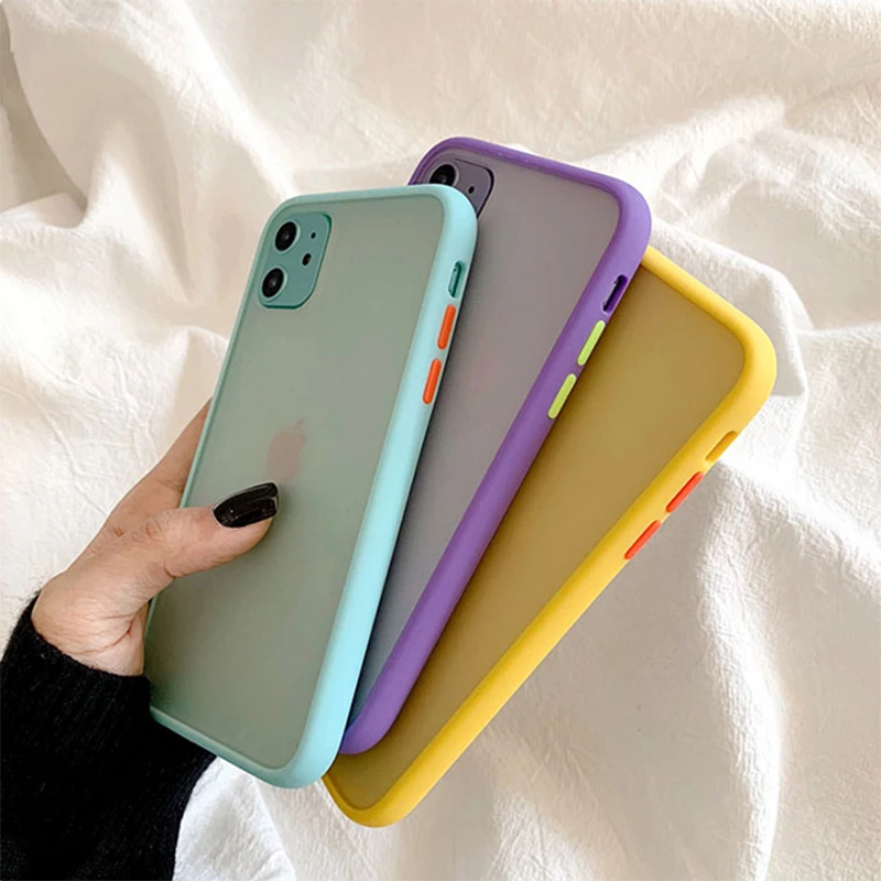 Mint Hybrid Simple Matte Bumper Phone Case for Iphone 11 Pro Max Xr Xs 6s 8 7 Plus Shockproof Soft Tpu Silicone Cover |