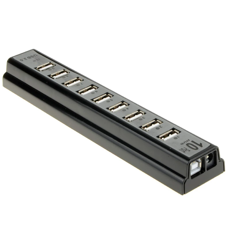 10 Ports USB 2.0 Hubs with AC Power Computer Peripherals Supply Adapter For Portablefor PC Laptop Notebook
