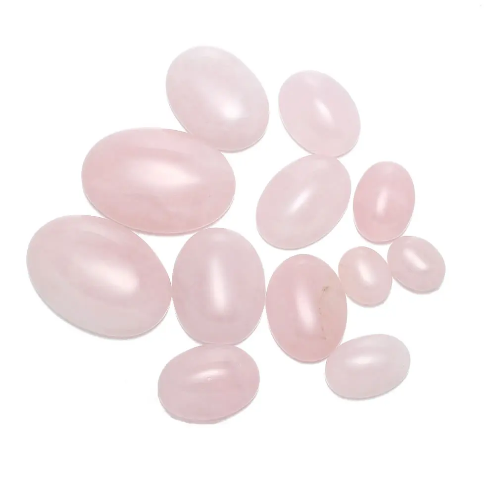 100pcs Natural Stone Egg Shape Rose Quartzs Cabochon Loose Beads for Jewelry Making DIY Bracelets Necklace Rings Accessories