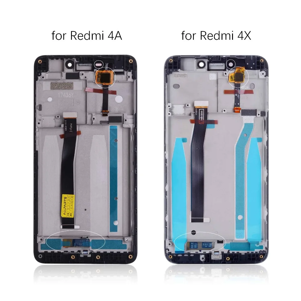 Дисплей для For Xiaomi Redmi 4X 4A LCD в сборе с тачскрином на рамке 5.0'' черный белый золото