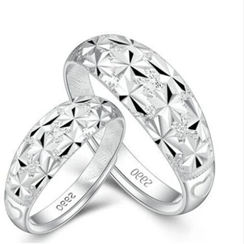 

S925 Sterling Silver Female Ring Luxury Classic Boutique Jewelry Gypsophila Simple Pair Ring Opening Couple Jewelry