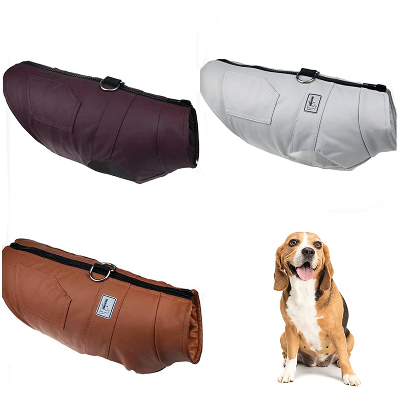 

Dog Coat PU Leather Jacket Soft Waterproof Dog Cloth Outdoor Puppy Outerwear Puppy Coat Jacket Winter Warm Clothes for Large