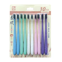 10 шт., зубная щетка с бамбуковым углем, креативная, пшеничная, соломенная, для взрослых, мягкие волосы, семейный костюм, зубная щетка,, для взрослых