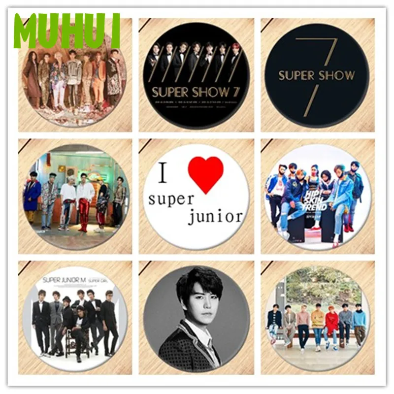 Бесплатная доставка Kpop супер младшая Брошь Pin Play альбом шоу 7 значков для одежды