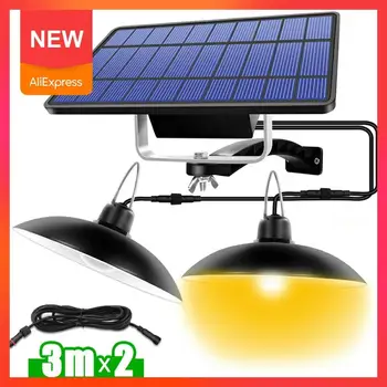 

LTOON Double Head Solar Pendant Light Outdoor Indoor Solar Lamp With Line Warm White/White Lighting For Camping Home Garden Yard