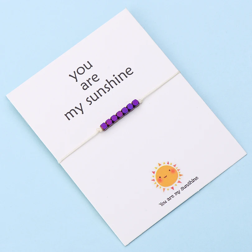 IYOE Wish Card You Are My Sunshine крошечные бусины браслеты с подвесками для женщин и мужчин геометрические бусины ручной работы красный браслет с нитью подарок