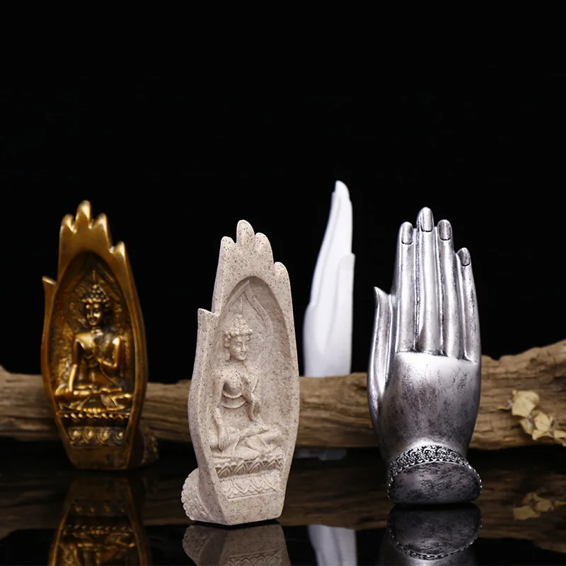 2Pcs Buddha Statue Hands Sculptures Monk Figurine Tathagata India Yoga Fengshui Home Decoration Accessories Dropshipping | Дом и сад