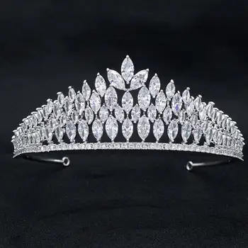

Cubic Zirconia Wedding Bridal Princess Wheat Tiara Crown Women Girl Prom Hair Jewelry Accessories Real Platinum Plated CH10319