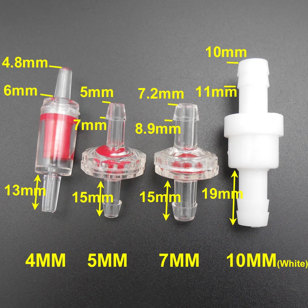 

1PC 4MM 5MM 7MM 10MM Equal-Diameter Stop Valve Anti-backflow Check Valve For Silicone Hose Aquarium FIsh Tank MM M5 *FD870-873