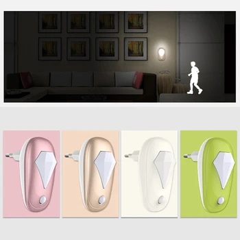 

LED Night Light Mini Light Sensor Control EU Plug Nightlight Lamp For Children Kids Living Room Bedroom Lighting