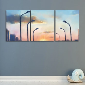

HD City Street Scenery Interior Mural Canvas Painting Wall Pictures for Living Room Bedroom Decoration Wall Art Picture 3 piece