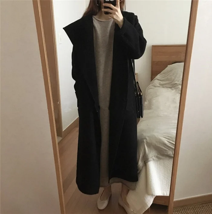 Новинка, теплый свитер Vestidos, женский осенне-зимний длинный свитер, вязаный свободный макси, большой размер, женские облегающие длинные свитера