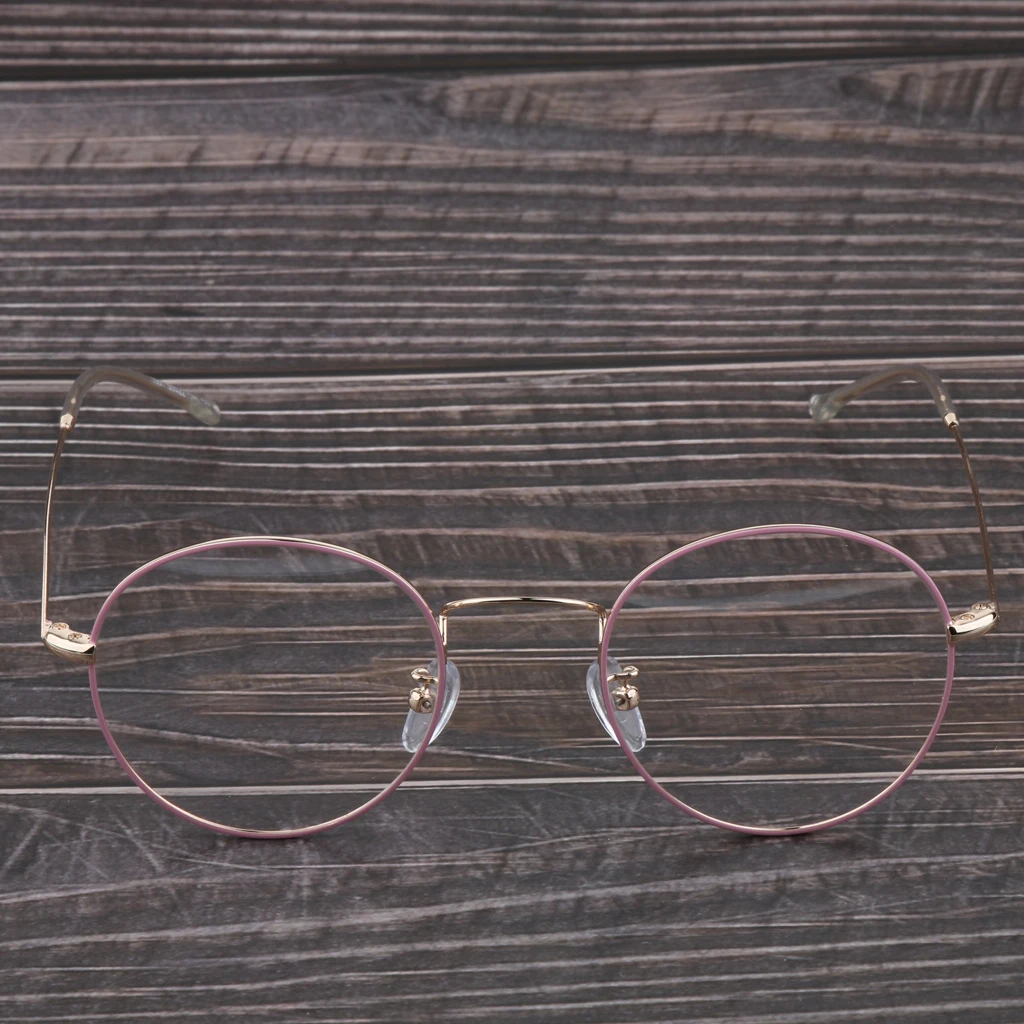 Винтажные Ретро полный обод Круглые Женские стеклянные es Eye glass es металлические оправа для очков простое стекло